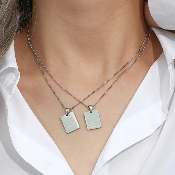 The World Is Yours Pendant Necklace 18K White‎ Gold Plated Stainless Steel - Picture 4 of 7